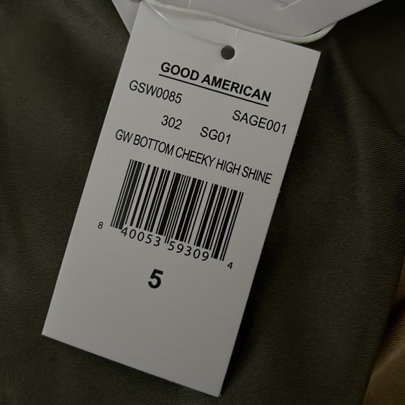 Good American High Shine Good Waist Cheeky Swim Bikini Bottom 5 2XL Women’s Sage - Picture 10 of 10